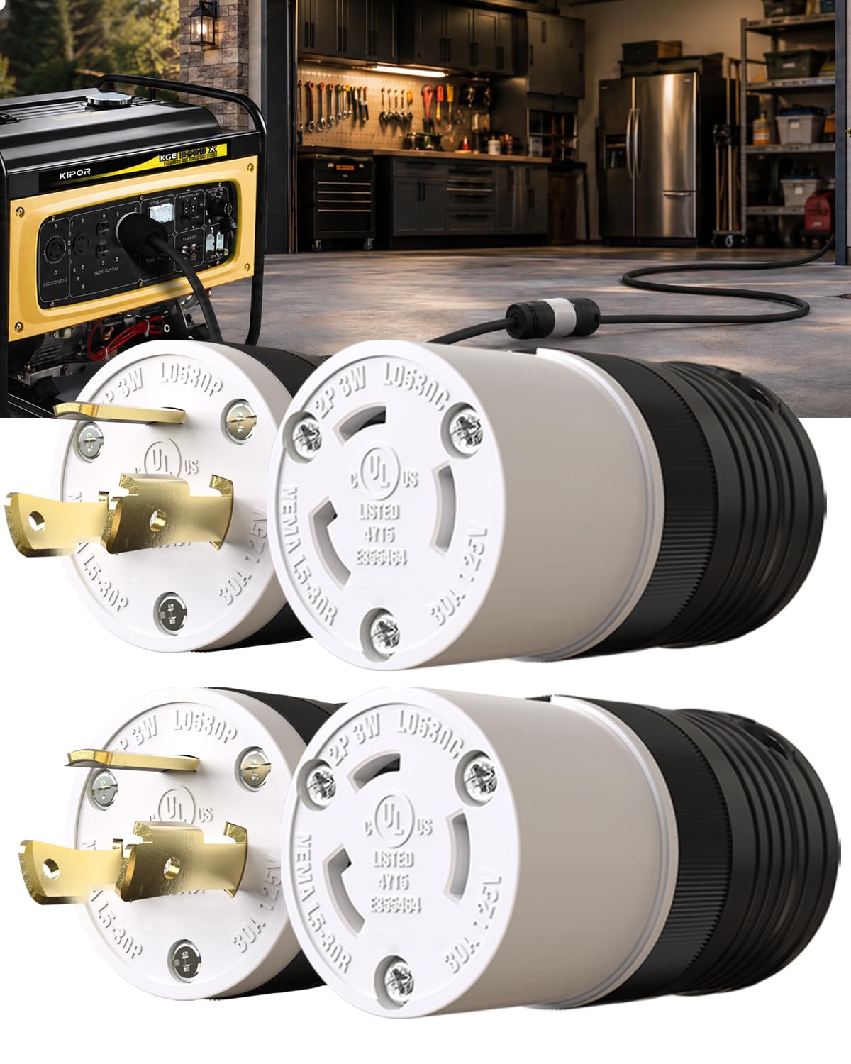 2 Set NEMA L5 (Black / L5-30P&L5-30R)