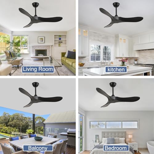 42/52/60/72''Solid Wood Ceiling Fans no Light,Ceiling Fans with Large Airflow,Indoor and Outdoor Ceiling Fan for Living Room,Bedroom,Patios