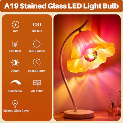E26 6W Dimmable Stained Glass LED Light Bulb