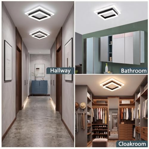 Square Modern LED Ceiling Light (White&Black / 10.62 Inches)
