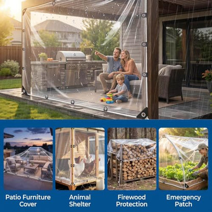 Clear Tarps Heavy Duty Waterproof 14Mil Clear Vinyl Tarp with Grommets