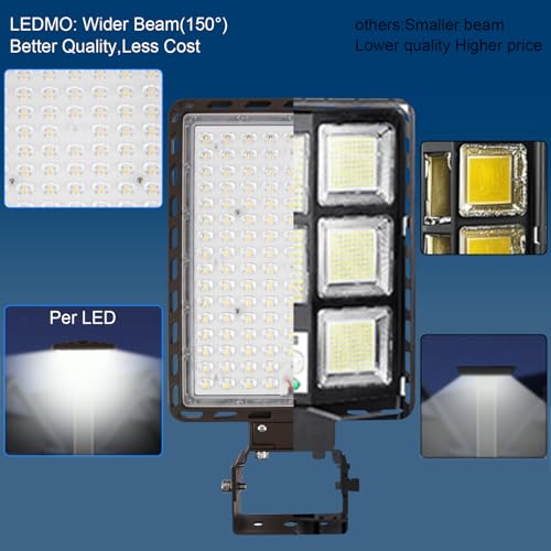 LED Parking Lot Lights 350W LED Flood Lights Outdoor 52500LM 5000K Adjustable Trunnion Mount Dusk to Dawn Area Security Street Lighting Commercial Wall Mount Warehouse Shop Garage IP65 3 Pack (350W/Wall Mount/3 Pack)
