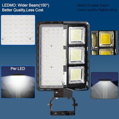 LED Parking Lot Lights 350W LED Flood Lights Outdoor 52500LM 5000K Adjustable Trunnion Mount Dusk to Dawn Area Security Street Lighting Commercial Wall Mount Warehouse Shop Garage IP65 3 Pack (350W/Wall Mount/3 Pack)