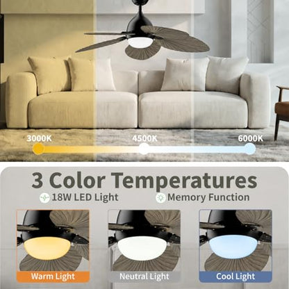 52 Inch Ceiling Fan with Light and Remote for Indoor