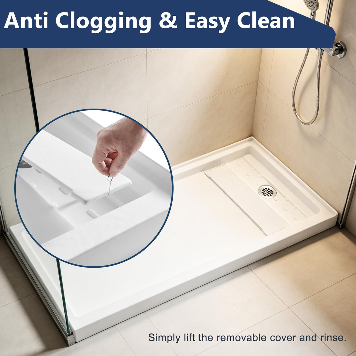 60"L x 30"W Shower Base with Right Drain