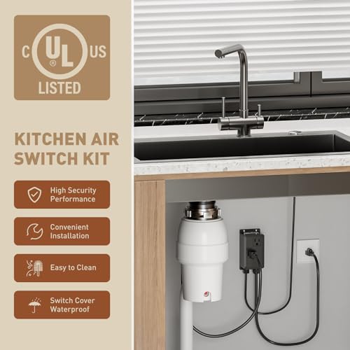 Garbage Disposal Air Switch Kit Dual Outlet (Brushed Stainless Steel)