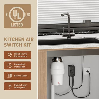Garbage Disposal Air Switch Kit Dual Outlet (Brushed Stainless Steel)