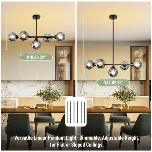 Large Linear Chandeliers for Dining Room Extra Long Linear Chandelier with Open Glass Lampshade Sputnik Goble Glass Chandelier