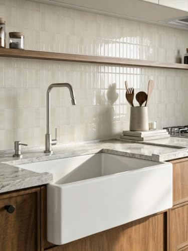 10 Sheet Peel and Stick Backsplash White Stick on Tile (Warm White)