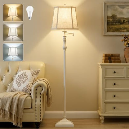 62" Floor Lamps for Living Room with 350°Adjustable Swing Arm & Dimmable Colors Temperature Bulb