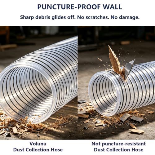 4" x 16' Clear Black PVC Dust Collection Hose Steel Wire Reinforced