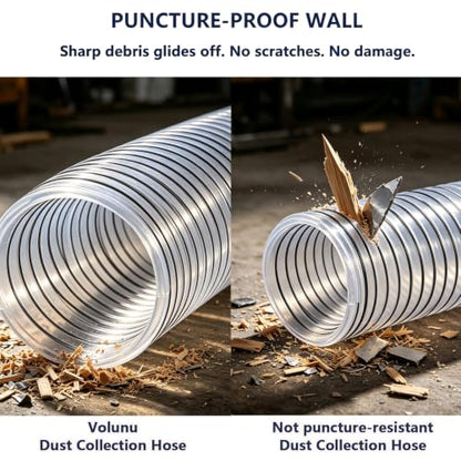 4" x 16' Clear Black PVC Dust Collection Hose Steel Wire Reinforced