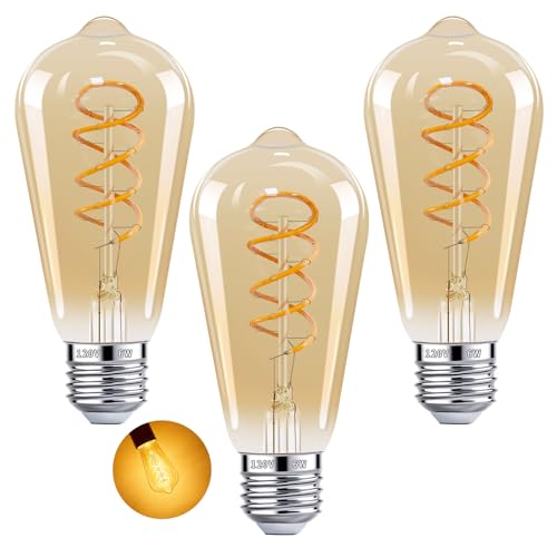 ST64 LED Vintage Edison Amber Light Bulbs