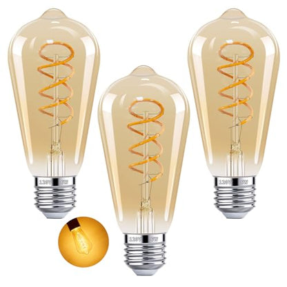 ST64 LED Vintage Edison Amber Light Bulbs