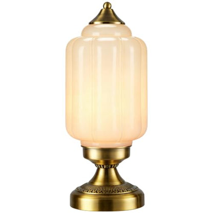 Vintage Brass Table Lamp with Glass Shade
