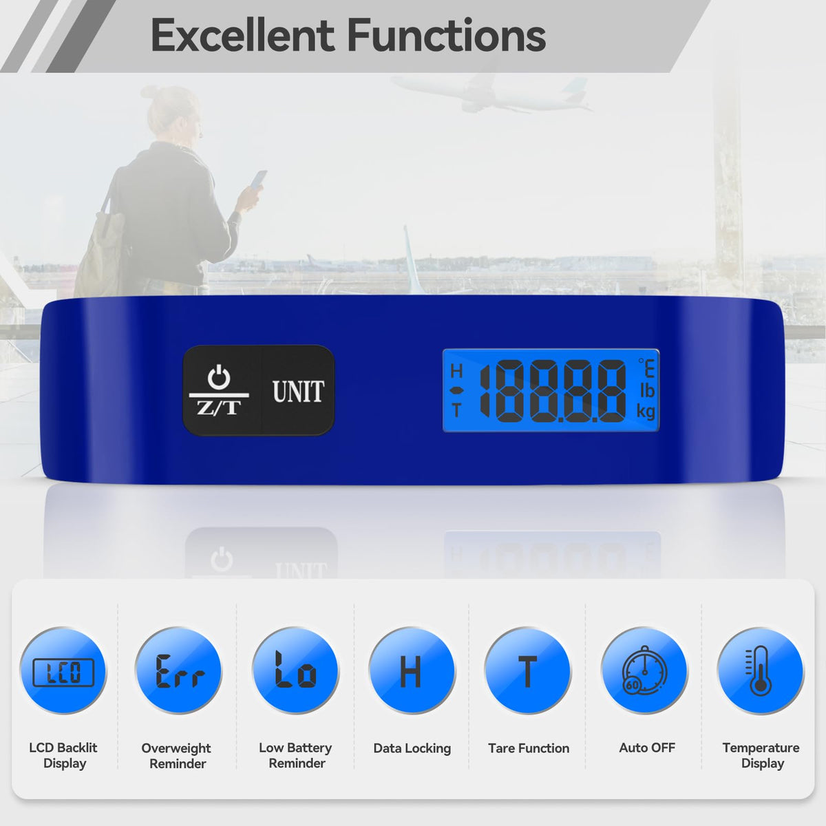 Luggage Scale Dr.meter Travel Essentials Luggage Weight Scale Backlight LCD (1 * Blue)
