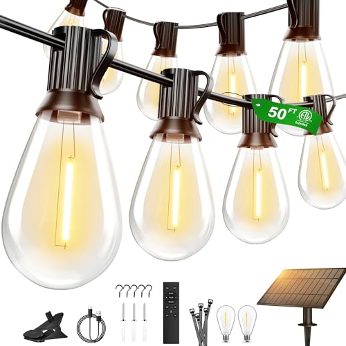 Outdoor String Lights (Cozy White / 50FT-Solar)