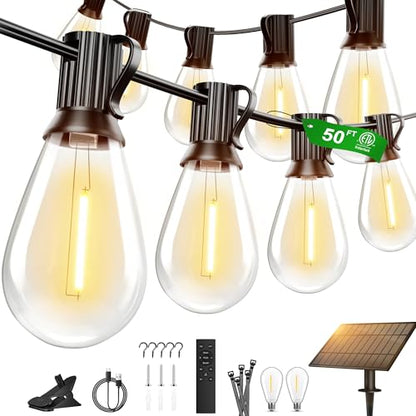 Outdoor String Lights (Cozy White / 50FT-Solar)