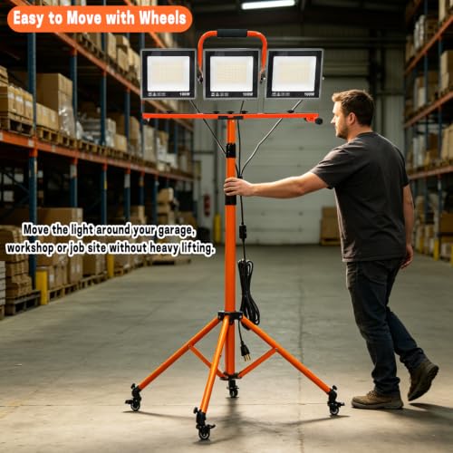 30000LM LED Work Light with Stand and Wheels 3