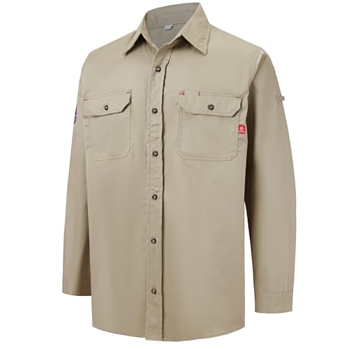 Hi Vis FR Shirt for Men 6.5oz Flame Resistant Welding Shirts