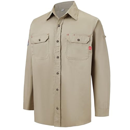 Hi Vis FR Shirt for Men 6.5oz Flame Resistant Welding Shirts