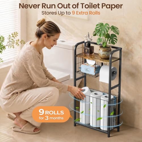 Freestanding Toilet Paper Holder Stand with Storage