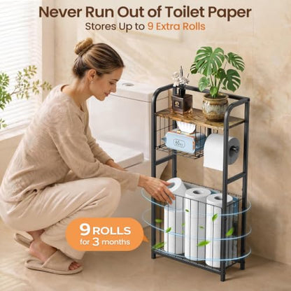 Freestanding Toilet Paper Holder Stand with Storage