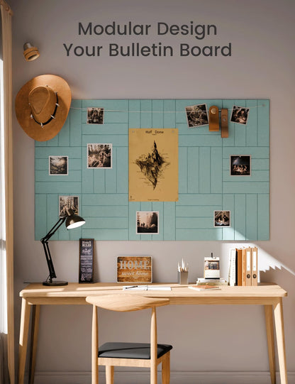 Felt Bulletin Board & Cork Board Alternative (Aqua Blue-1 / Bold-stripe 12-pack)