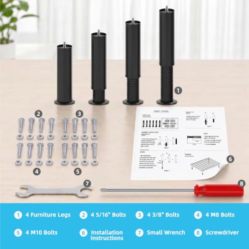 Adjustable 8 12 inch Furniture Legs Metal Replacement Heavy Duty Leg 5