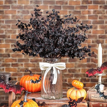 10Pcs Halloween Flowers Artificial Floral Stems for Gothic Decor (Black)