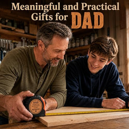 Gifts for Men Birthday Gift for Dad Papa Uncle Grandpa Anniversary Christmas Fathers Day Valentines Day Useful Gifts Genuine Leather Engraved 25 FT Tape Measure Useful Tool