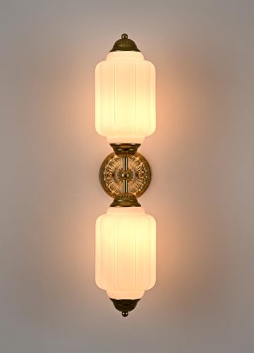 Vintage Milk Glass Gold Wall Sconce with Brass Finish