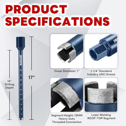 Core Drill Bit with Etched Depth Scale