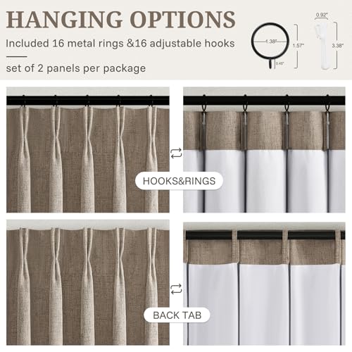 Blackout Dark Flax 102 Inches Extra Long Living Room Curtains 2 Panels (Darkflax / 50"W x 102"L (Pack of 2))