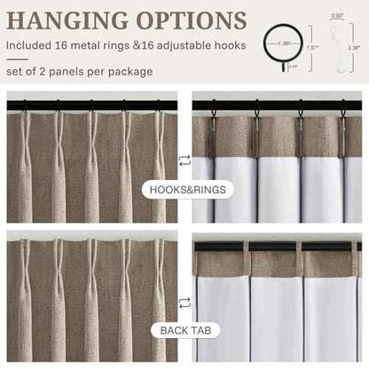 Blackout Dark Flax 102 Inches Extra Long Living Room Curtains 2 Panels (Darkflax / 50"W x 102"L (Pack of 2))