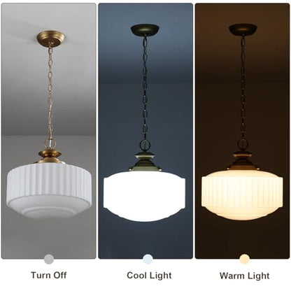 Vintage Milk Glass Pendant Light