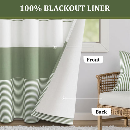 Sage Green Curtains Boho Blackout 72 Inch Length 2 Panels Set (Green / 52"W x 72"L (Pack of 2))