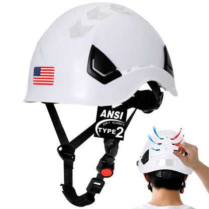 Type 2 OSHA Approved Hard Hat with Chin Strap (White Hard Hat)