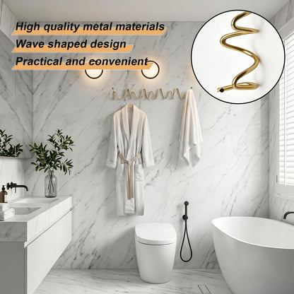 Wavy Wall Mount Coat Rack (Gold-1Piece / 19" x 2.95" (49cm x 7.5cm))