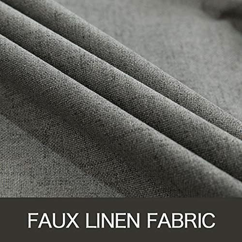 100% Blackout Linen Curtains for Bedroom 52x84 Inches Dark Grey (Dark Grey / 52"W x 84"L (Pack of 2))
