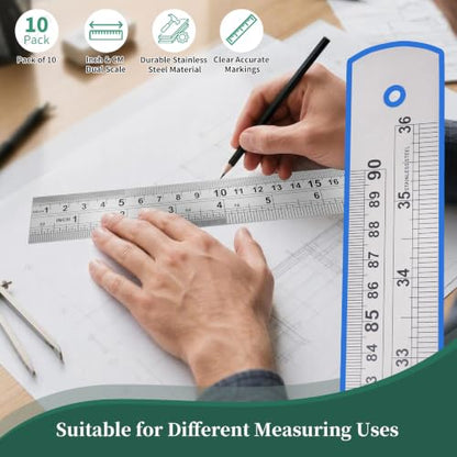 Metal Ruler 10 Pack with Inch