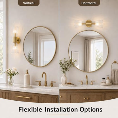 Gold Glass Wall Sconce Light (Gold Clear Glass)