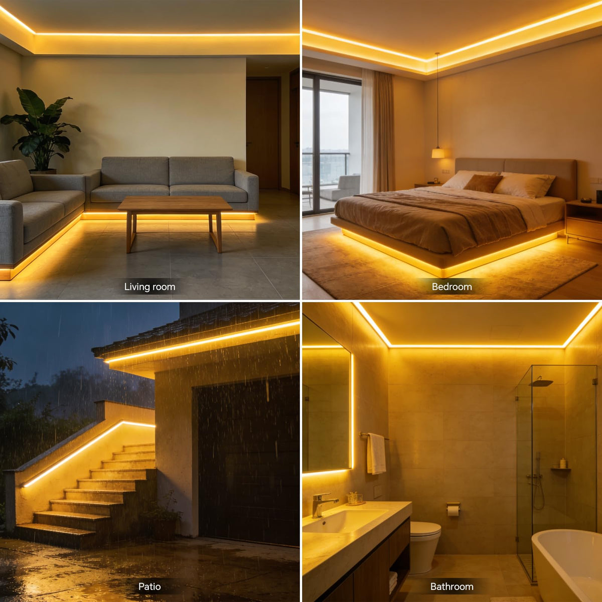 Neon LED Strip Lights Outdoor Waterproof AC 110V Silicone (Warm White)