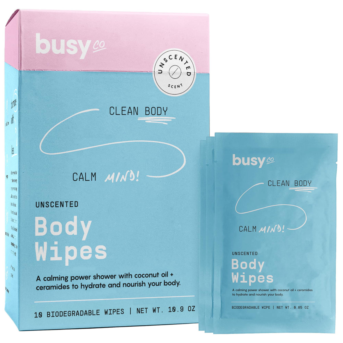 Calm Body Wipes for Women with Ceramides & Coconut Oil (10 Count (Pack of 1))