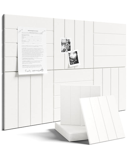 Felt Bulletin Board & Cork Board Alternative 36'' x 24'' (Milky White-1 / Bold-stripe 6-pack)