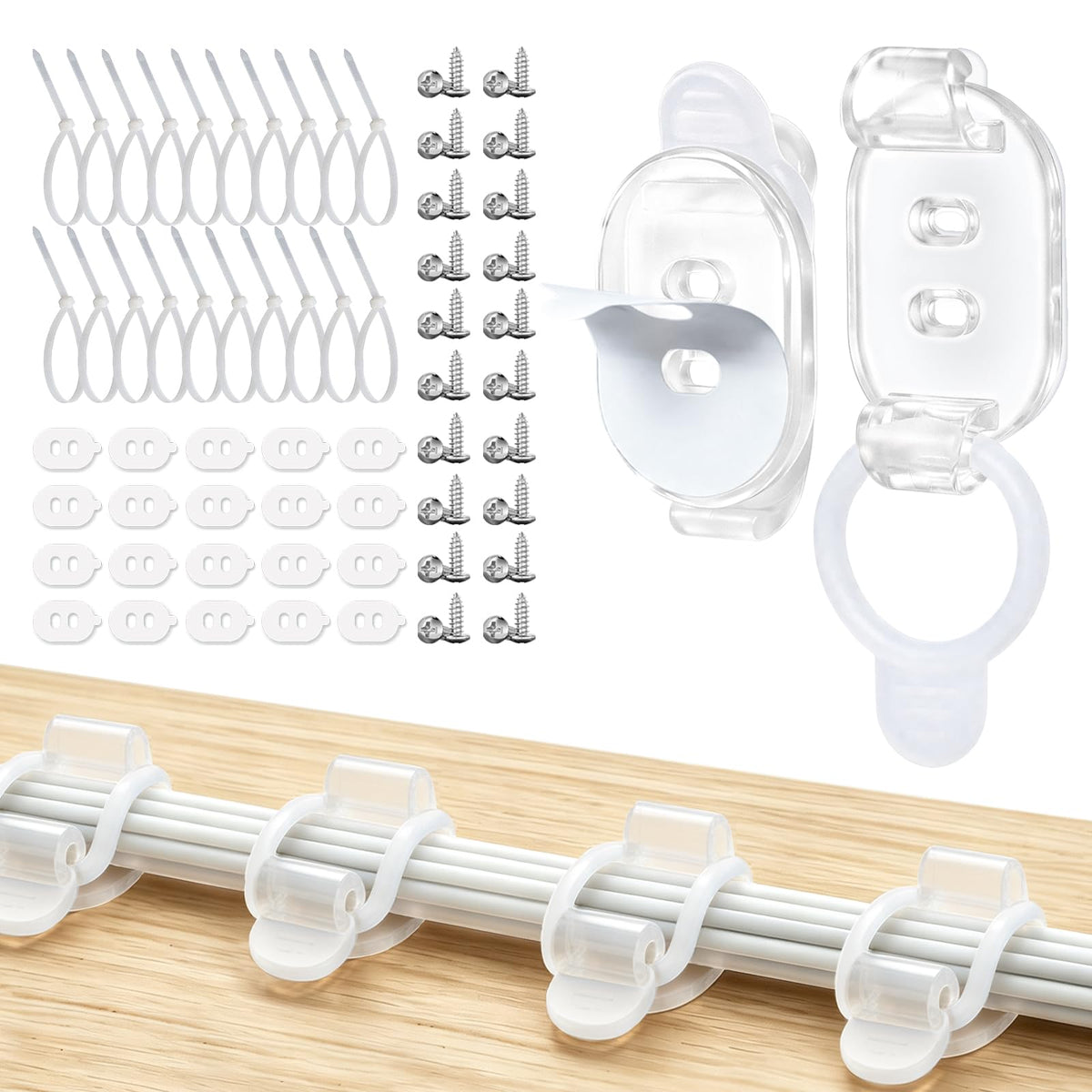 20 Pack Adhesive Cable Clips (Transparent)