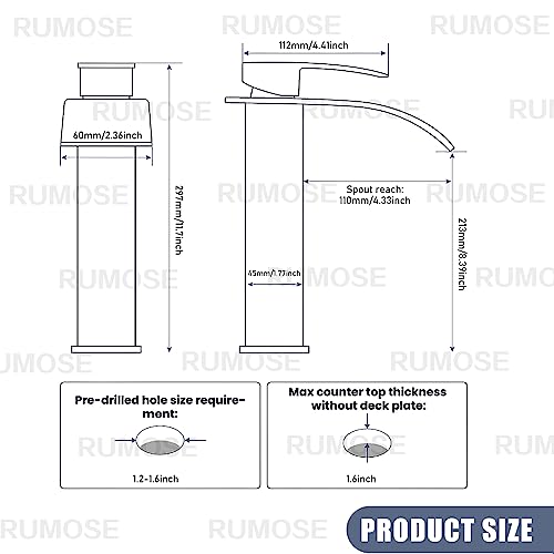 Tall Bathroom Faucet Vessel Sink Faucet with Drain (With Drain / Matte Black)