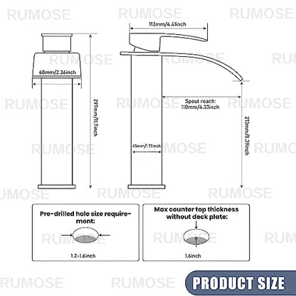Tall Bathroom Faucet Vessel Sink Faucet with Drain (With Drain / Matte Black)