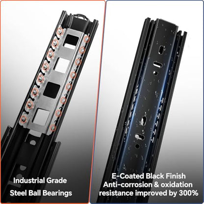 1 Pair Soft Close Drawer Slides 10 12 14 16 18 20 22 24 Inch Side Mount Cabinet Drawer Glides 1 Pair Ball Bearing Full Extension Kitchen Dresser Rails
