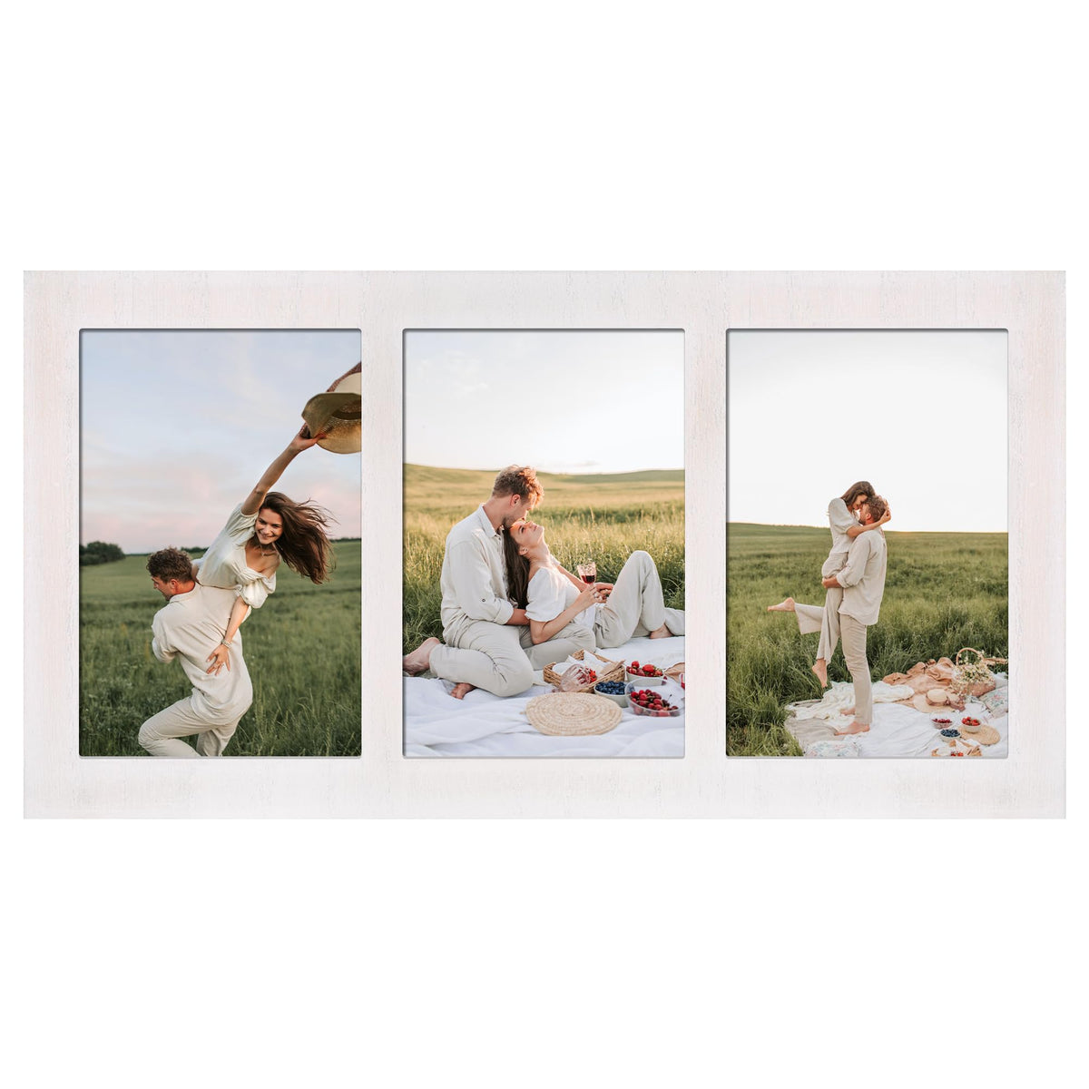 4x6 Collage Picture Frames (Rustic White / 7x13.5in (1Pack))
